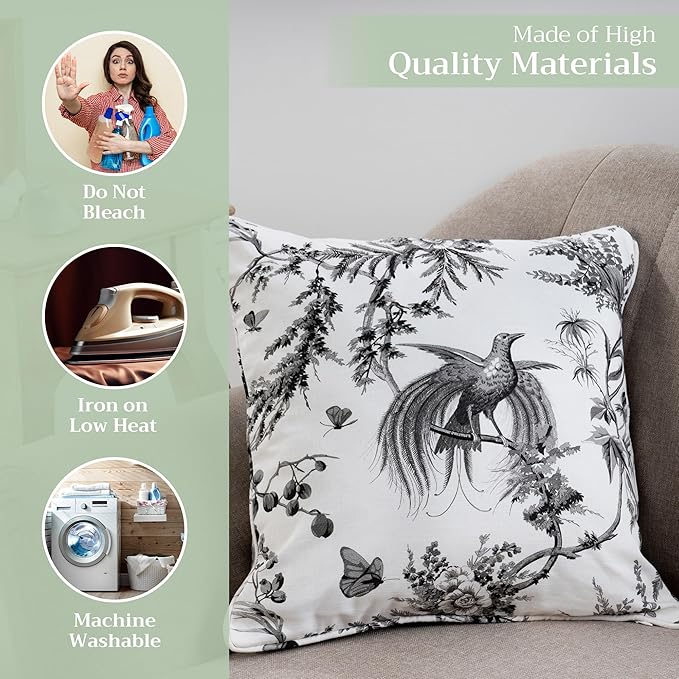 Maison d' Hermine Decorative Pillow Covers 18 x 18 Inch Square 100% Cotton Throw Pillow Covers with Invisible Zipper for Living Room Couch, Chair, Sofas, Bedroom, Home (Paradise - Mid Night)