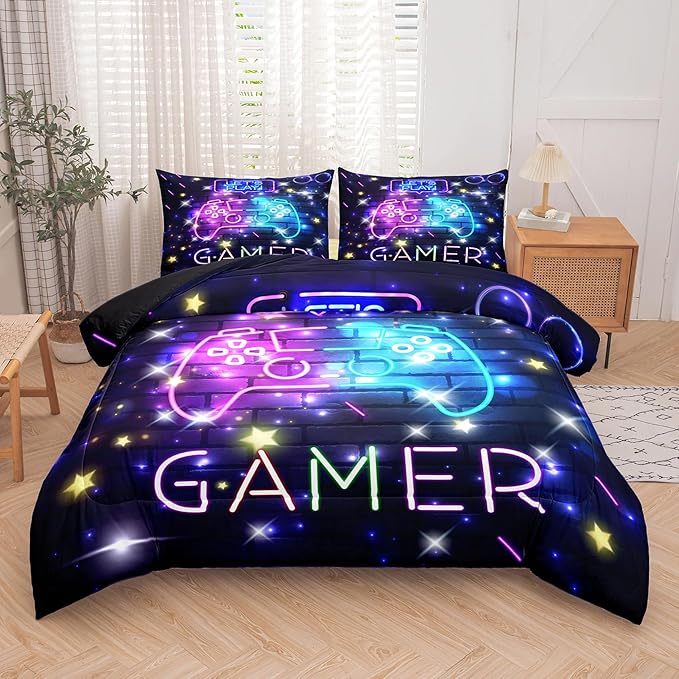 Tailor Shop Gaming Comforter Sets for Boys, King Size Comforter Set, Boys Bedding Set King, Gamer Comforter Set with 2 Pillowcase