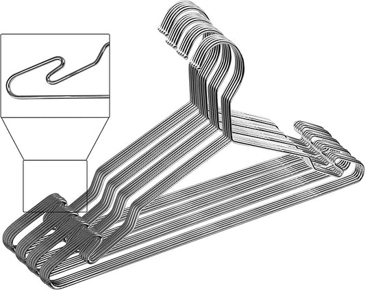Luxurious Hanger Set Heavy Duty Metal Hangers with Unique Hook Design Durable & Sturdy Coat Hangers 4mm Thick Withstands 25lbs Weight Smooth Finish Compact Shirt Hangers - 10 Pack Chrome