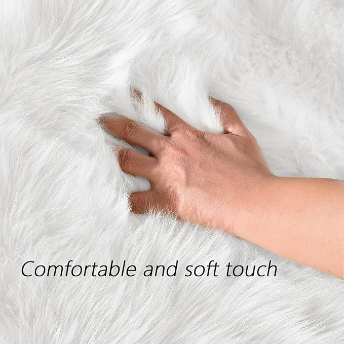 Latepis White Round Rug 10ft Fluffy Circle Rugs for Living Room Washable Faux Sheepskin Fur Rug for Bedroom Plush Shag Rug Large Throw Rug Luxury Home Decor