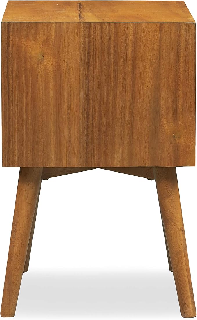 Edgemod Mid-Century Modern Nightstand – Solid Wood Bedside Table with 2 Drawers, Acorn Walnut Finish, 23.5" Tall