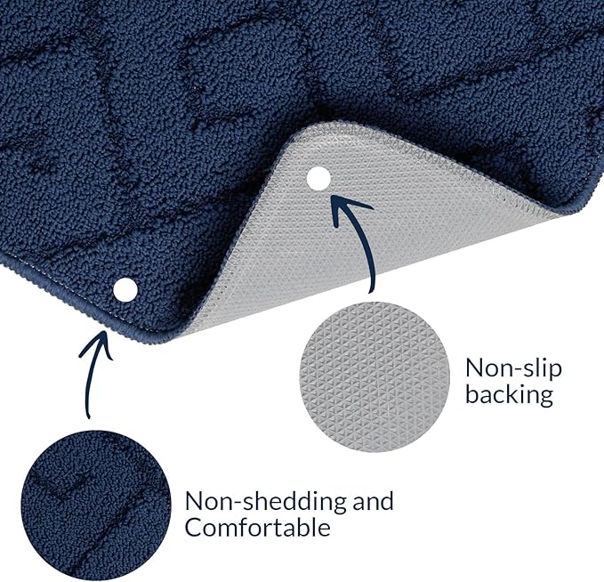 Walensee Indoor Doormat, Front Door Mat for Entrance (24"x35"Navy Blue) Machine Washable Entryway Rug, Non Slip Trapper Door Rugs Absorbent Dirt Low Profile Shoes Scraper Inside Floor Mats