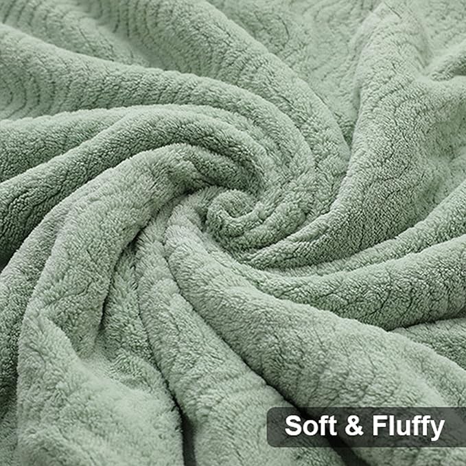 Ultra Soft Bath Towel Set of 4, Green Extra Large Textured Microfiber Luxury Towels 35x70 in, Quick Dry, Highly Absorbent, Fluffy, Oversized, for Bathroom Shower Pool Hotel Beach