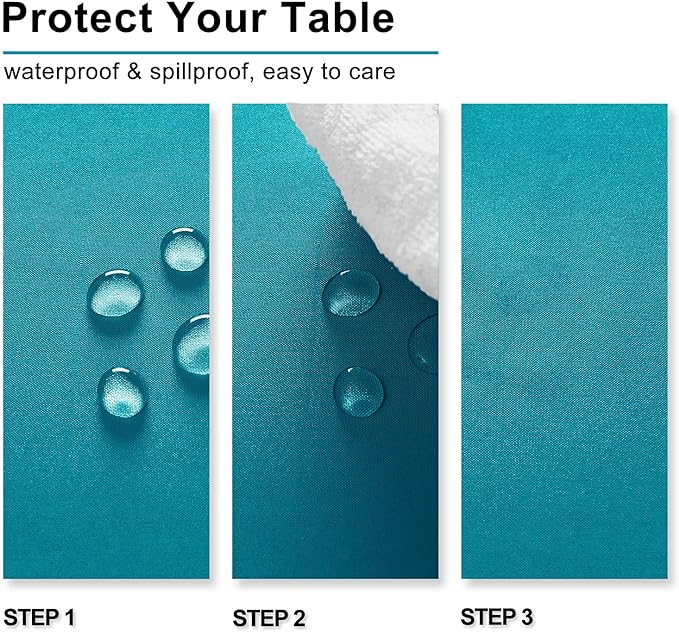 Hiasan Small Tablecloth for Square Tables - Waterproof and Spillproof Washable Fabric Table Cloth for Dining Room Spring Party (Turquoise, 40 x 40 Inch)