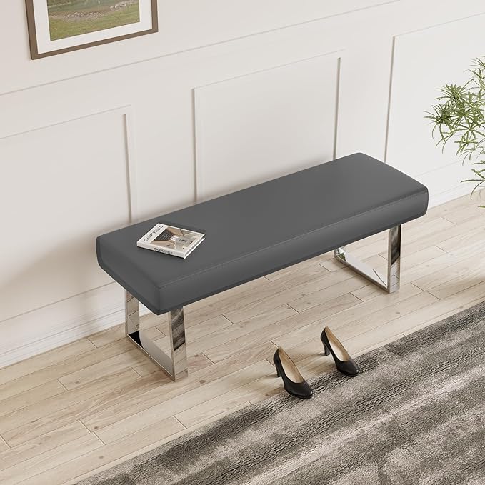 jiexi Bedroom Bench, Bed end upholstered Bench, Indoor Corner Small Footstool with Metal Legs, for Kitchen entryway Dining Room and Living Room Window