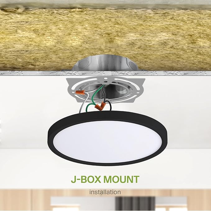ASD LED 9" Round Flush Mount Ceiling Light Fixture, Low Profile Surface Lighting | 5CCT, Dimmable, Ultra-Thin, ETL Listed | 18W 1660LM 2700-6000K 120V | Kitchen, Bedroom, Hallway Lamp | Black, 6 Pack