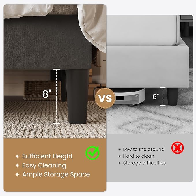 SHA CERLIN Queen Size Bed Frame with Charging Station & Storage Headboard, Velvet Platform Bed with Upholstered Modern Wingback Design, Wooden Slats Support, No Box Spring Needed, Easy Assembly, Grey