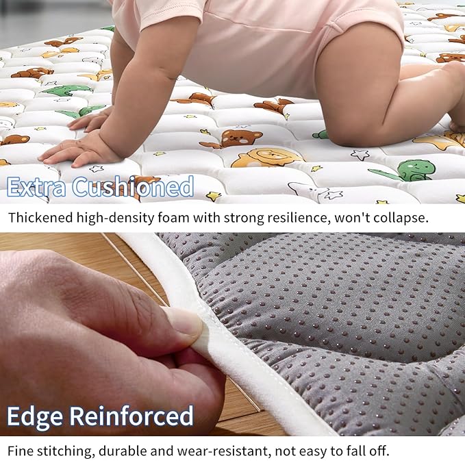Lilyvibebearhappy Premium Baby Play Mat 36" X 36", Thicken Foam One-Piece Crawling Mat, Non-Slip Cushioned Baby Playmats for Infants, Babies, Toddlers, Foldable and Machine Washable