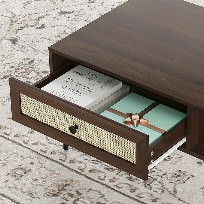 Farini Mid-Century Modern Coffee Table,Wooden Coffee Table for Living Room, Office, Walnut