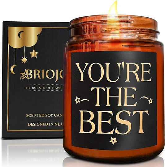 You're The Best Gifts for Women, Men - Birthday, Friendship, Thank You, Appreciation Gift for Coworker, Best Friend, Bestie, BFF, Sister, Mom - Lavender Vanilla Relaxing Soy Candle for Home