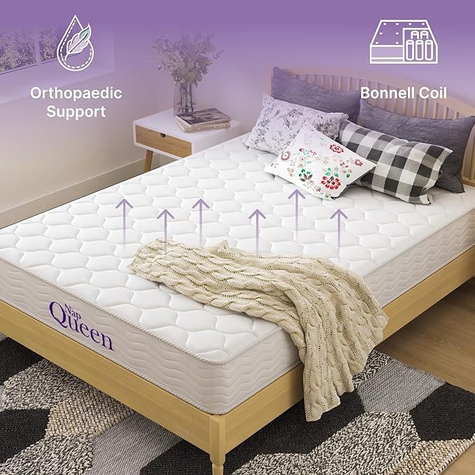 NapQueen Twin-XL Mattress, 6 Inch Elsa Innerspring Medium Feel, CertiPUR-US Certified, Twin-XL Bed Mattress in a Box, Fiberglass Free, White