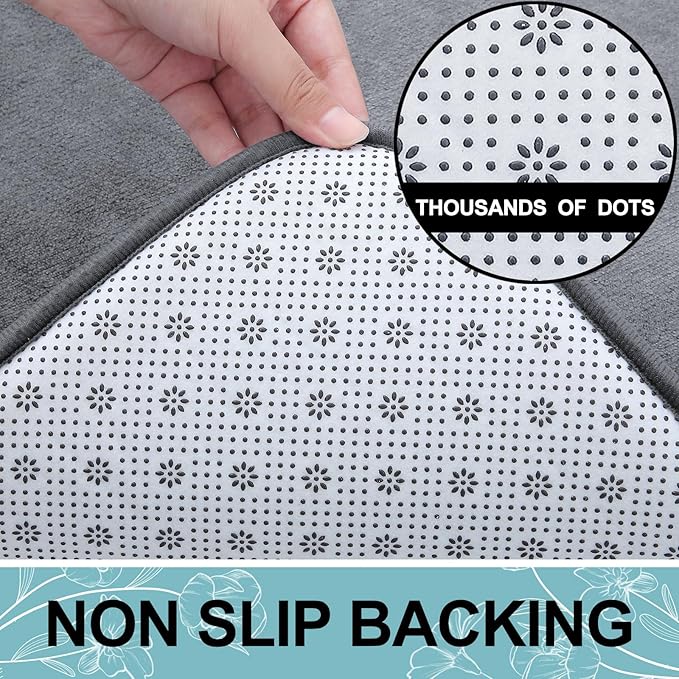 Smiry Memory Foam Bath Mat 36x24, Extra Soft and Absorbent Bathroom Mats, Non Slip Washable Carpet for Floor, Shower and Tub, Dark Grey