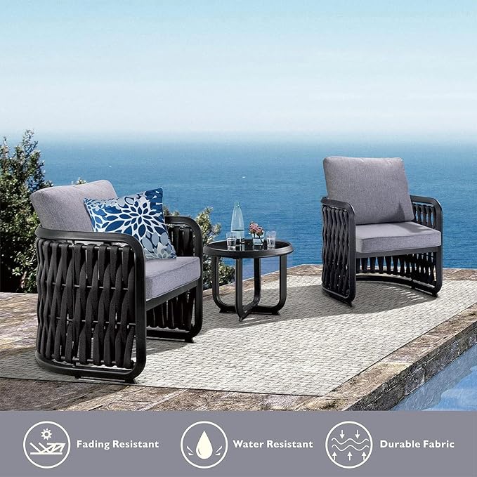 JMGBird Outdoor Chair Cushion Tufted Pillow, Deep Seat Outdoor Cushion Set 19"x19" Seat Cushions for Outdoor Furniture
