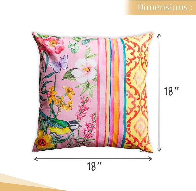 Maison d' Hermine Decorative Pillow Covers 18 x 18 Inch Square 100% Cotton Throw Pillow Covers with Invisible Zipper for Living Room Couch, Chair, Sofas, Bedroom, Home (Hesperides - Glamour)
