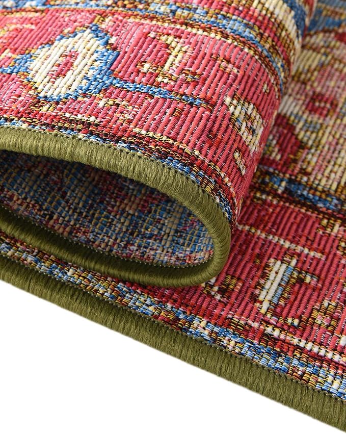 Unique Loom Outdoor Traditional Collection Area Rug - Limon (7' 10" x 11' Rectangle Multi/Red)