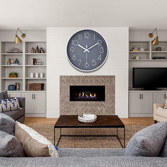 jomparis 16 Inch Large Wall Clock Silent Modern Elegant Simple Decor for Living Room Office