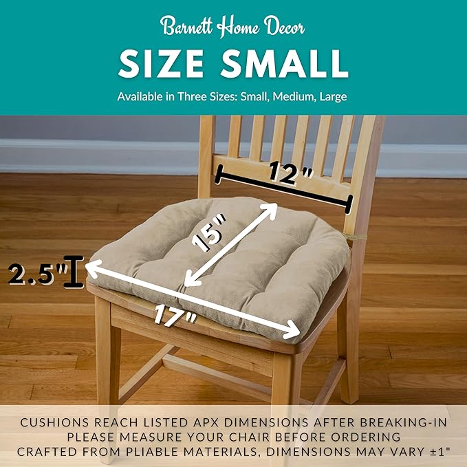 Barnett Home Decor Cotton Duck Dark Sage Green Dining Chair Pad with Ties - 15 x 17 Size Small Chair Cushion - Latex Foam Fill - Machine Washable, 100% Cotton, Made in USA (Boxwood/Small)
