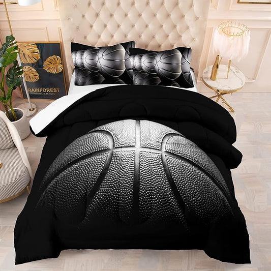 Tailor Shop Boys Comforter Set Queen Size Basketball Bedding Sets for Boys Sports Comforter for Kids with 2 Pillowcases……