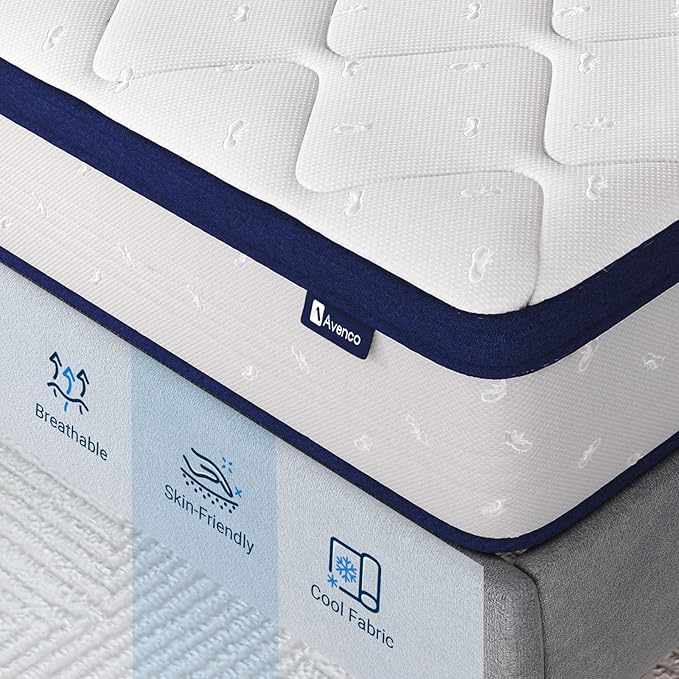 Avenco 10 Inch King Size Mattress for Pain Relief & Motion Isolation, CertiPUR-US Certified Bed Mattresses