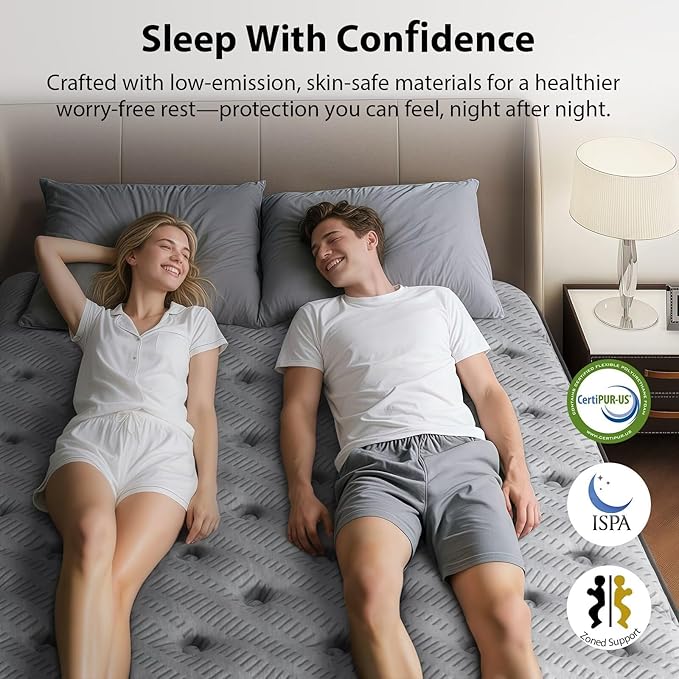 Twin Mattress 10 Inch, Medium Firm Hybrid Mattress with Lumbar-Zoned Foam and Pocket Springs for Motion Isolation and Edge Support