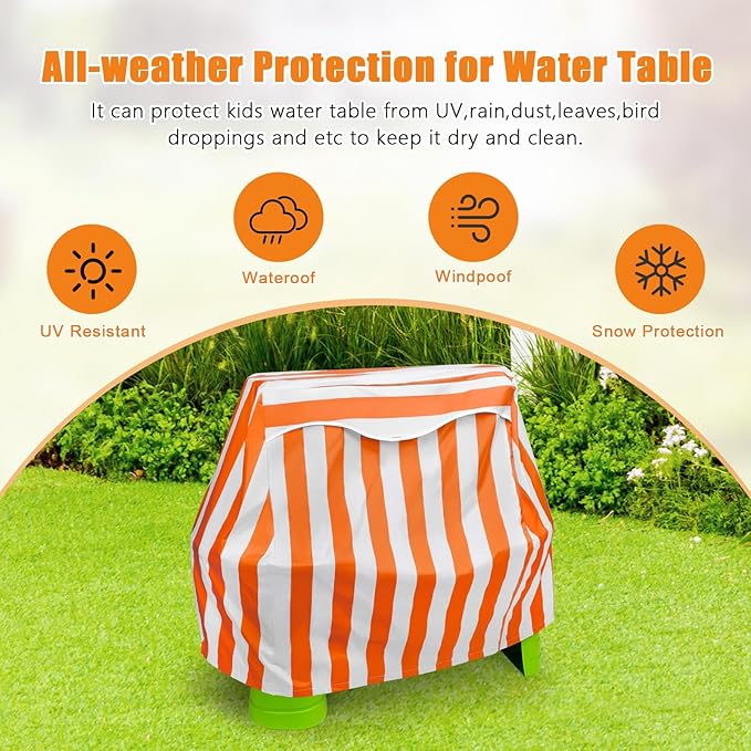 Kids Water Table Cover for Step 2 Rain Showers Splash Pond Water Table, Outdoor Waterproof Anti-UV Kids Water Play Table Cover (Orange)