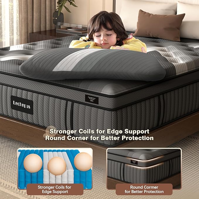 Full Mattress,Lechepus 14Inch Soft Memory Foam Hybrid Mattresses in Box,Plush Feel Full Size with Supportive Pocket Coil for Back Pain Relief,Motion Isolation, None of Fiberglass