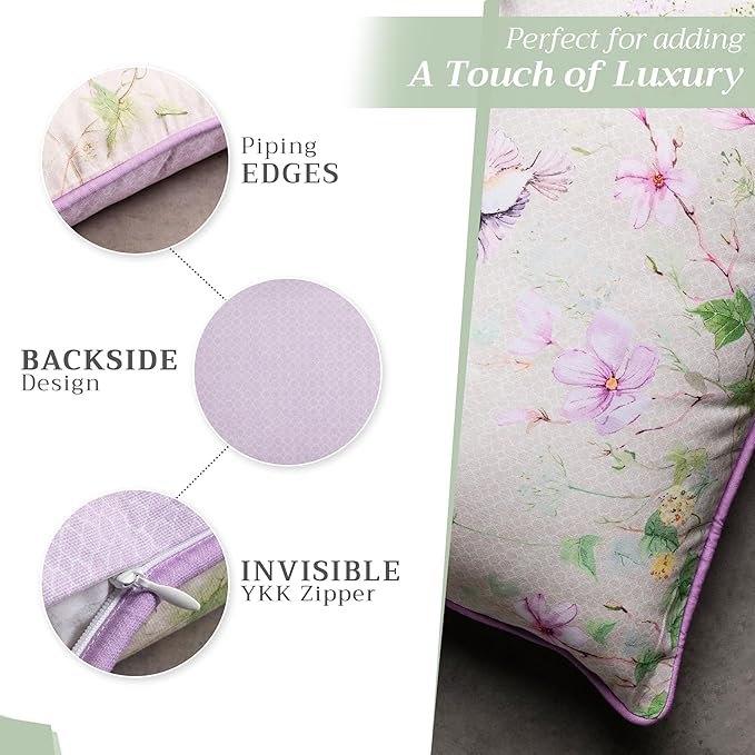 Maison d' Hermine Decorative Pillow Covers 18 x 18 Inch Square 100% Cotton Throw pillow Covers with invisible Zipper Cushion Case for Living Room Couch, Chair, Sofas, Bedroom, Home (Magnolia Mornings)