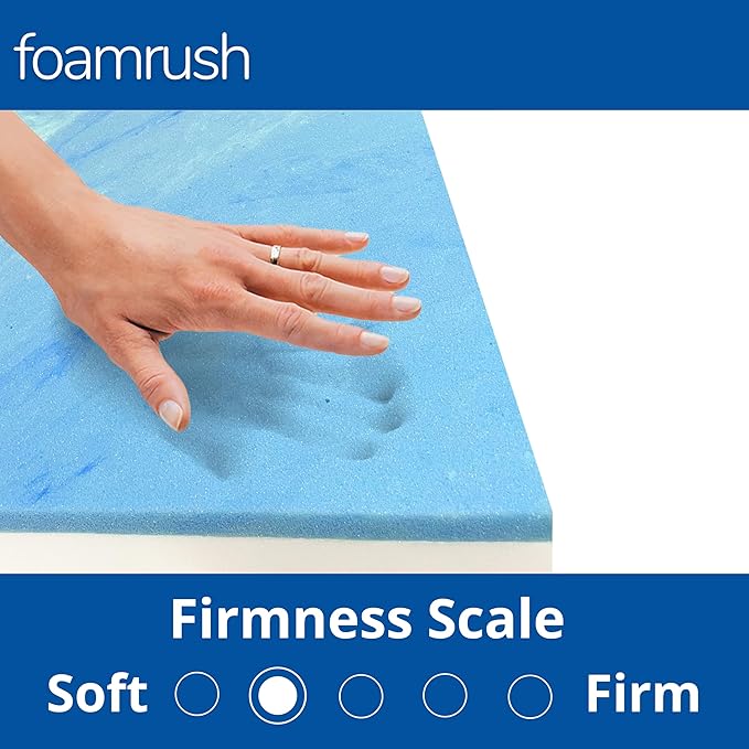 FoamRush 3-Inch Bunk (48" x 72") Gel Memory Foam RV Mattress Replacement with Cotton Cover, Medium Firm, Comfort, Pressure Relief Support, Made in USA, Travel Camper Trailer Truck