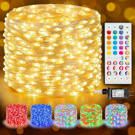 LitHome 400LED 130FT Christmas Led Fairy Lights with Remote, Color Changing Fairy Lights Plug in, 9 Modes Led String Lights for Indoor, Fairy String Lights Girls Bedroom Dorm Classroom Home Decor