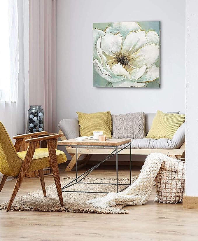 Wexford Home Soft Teal Splendor Gallery Wrapped Canvas Wall Art, 10x10,