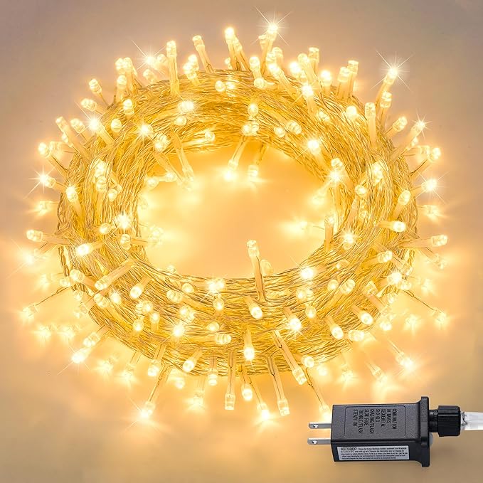 JMEXSUSS 150 LED String Lights Indoor Plug in, Connectable Warm White Christmas Lights for Bedroom, 59ft 8 Modes Twinkle Fairy Light Outdoor for Room Classroom Party Christmas Tree Decor