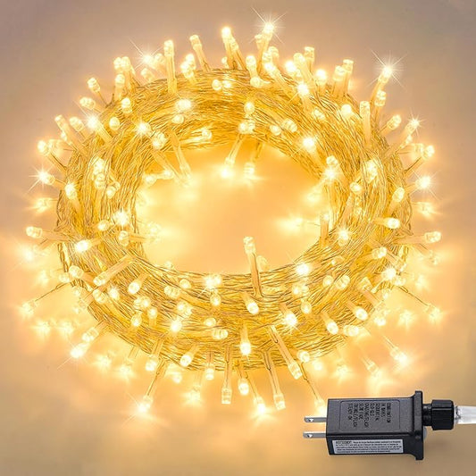 JMEXSUSS 150 LED String Lights Indoor Plug in, Connectable Warm White Christmas Lights for Bedroom, 59ft 8 Modes Twinkle Fairy Light Outdoor for Room Classroom Party Christmas Tree Decor