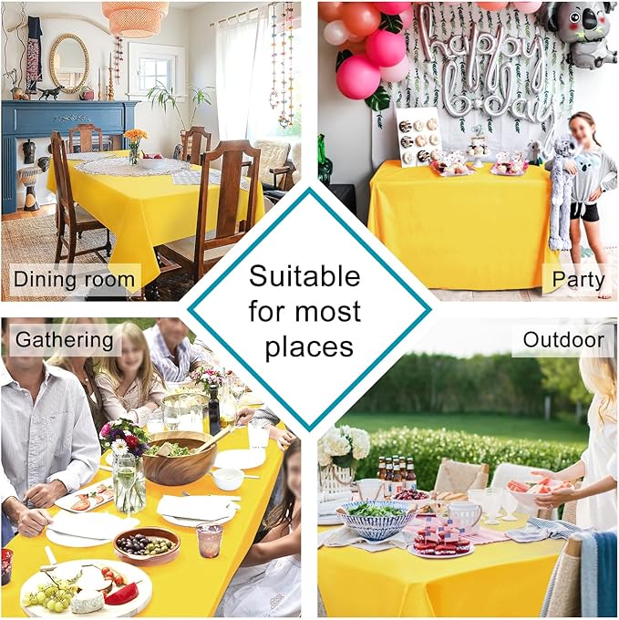 Hiasan Yellow Tablecloth for Rectangle Tables - Waterproof and Spillproof Washable Fabric Table Cloth for Dining Room Kitchen Party, 52 x 70 Inch
