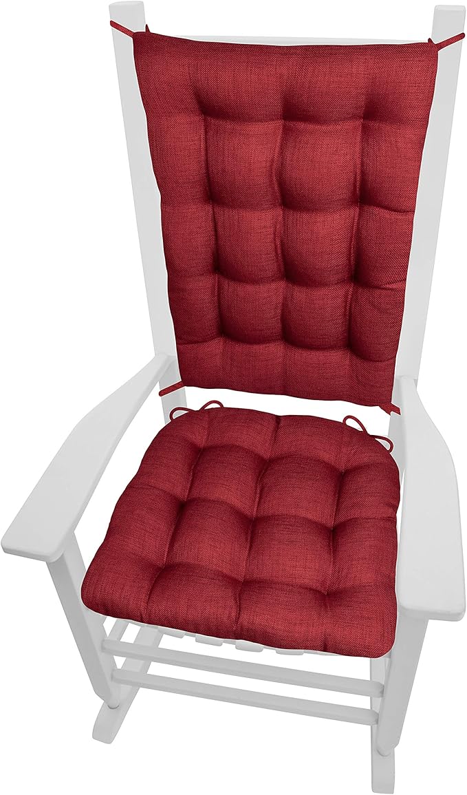 Rave Ruby Red Porch Rocker Cushions - Extra-Large - Indoor-Outdoor: Fade Resistant, Weatherproof - Latex Foam Filled Rocking Chair Seat Cushion & Backrest Pad Set - Solid Color
