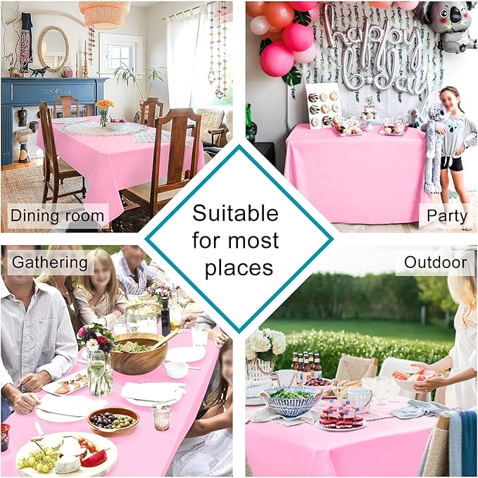 Hiasan Pink Tablecloth for Rectangle Tables - Waterproof and Spillproof Washable Fabric Table Cloth for Dining Room Kitchen Party, 60 x 120 Inch