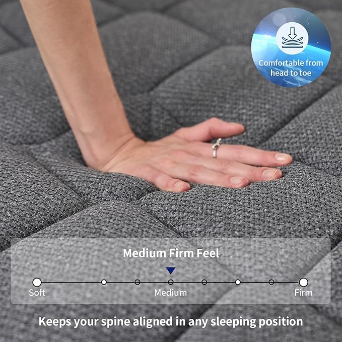 12 Inch Full Size Mattress, Medium Firm Hybrid Full Mattresses, Memory Foam Mattress in a Box with Individually Wrapped Pocket Springs, Reinforced Edge Support,Pressure Relief,Motion Isolation