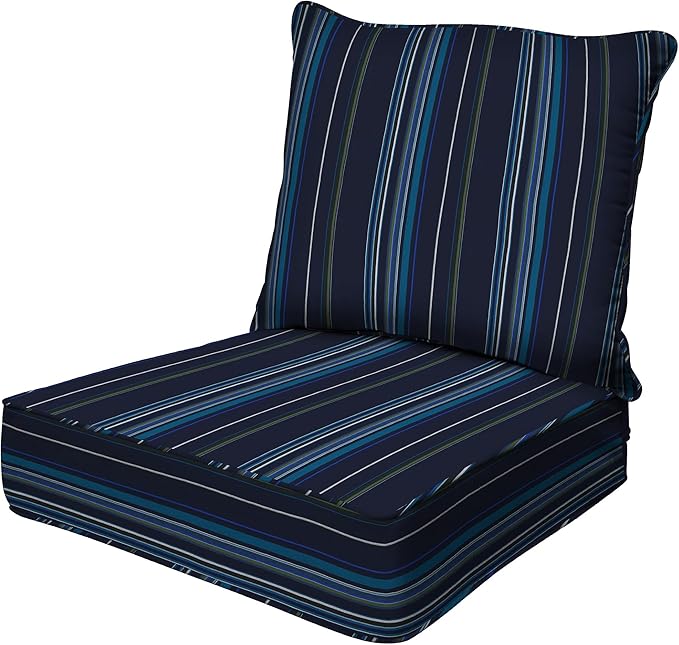 Honeycomb Outdoor Deep Seat, 24 x 23, Sunbrella Stanton Lagoon Chair Cushion for Patio Furniture