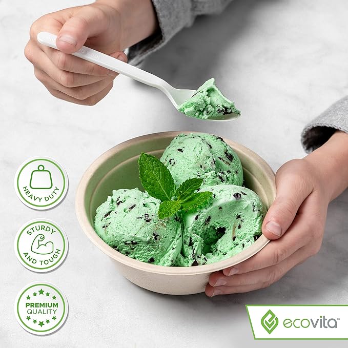 100% Compostable Paper Bowls [12 oz.] – 150 Disposable Bowls Eco Friendly Sturdy Tree Free Liquid and Heat Resistant Alternative to Plastic or Paper Bowls