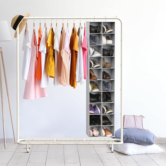 Simple Houseware Hanging Closet Organizers 20 Section Shoe Shelves, Gray