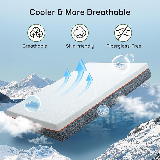 Marsail 10 Inch Queen Size Mattress, Cooling Gel Memory Foam, Fiberglass Free Breathable Cooling Bed Queen Mattress, Medium-Firm in A Box