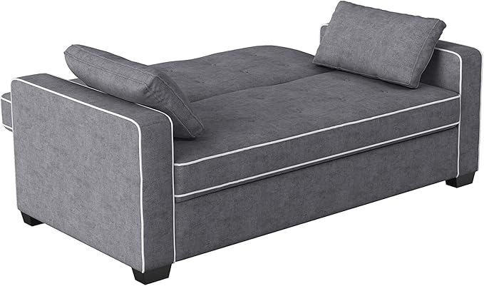 Serta Ainsley 66.5" Convertible Sleeper Loveseat, Full Size, Dreamcoil Comfort, Soft Woven Fabric, Charcoal