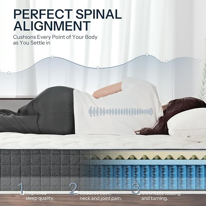 Life Balance Hybrid 10 Inch King Size Mattress, Medium Firm, Supportive Foam & Innerspring Coils, Pressure Relief & Spinal Alignment, Mattress in a Box, Made in USA, CertiPUR-US Certified, CE-10-K