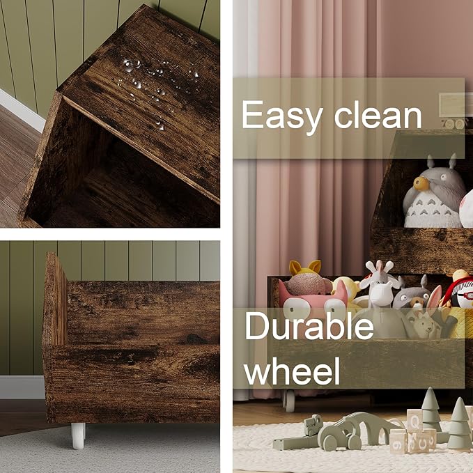 Toy Storage and Organizer for Kid, Boys and Girls Muti-Functional Bookcase and Storage Bin with Moveable Drawers, Children Toddler Storage Carbinet Retro Brown