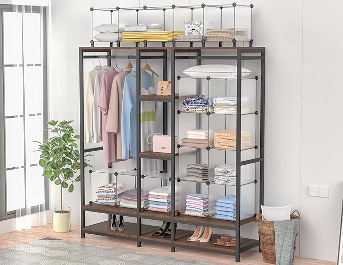 HOMIDEC Closet Organizer, 12-Cube Closet Organizers and Storage, Portable Cube Storage Organizer, Closet Shelves for Kids, Closet, Bedroom, Bathroom, Office, Transparent