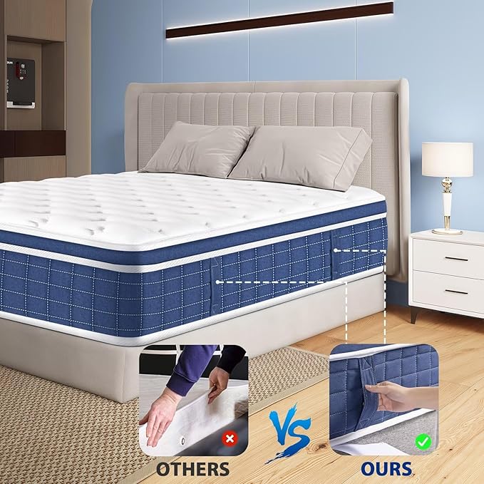 Twin Size Mattress in a Box 12 Inch Hybrid Mattress [Enhanced Stability], Medium Firm Feel with Memory Foam and Pocket Springs, Reinforced Edge Support