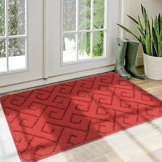Walensee Indoor Doormat, Front Door Mat for Entrance (20"x32" Red) Machine Washable Entryway Rug, Non Slip Trapper Door Rugs Absorbent Dirt Low Profile Shoes Scraper Inside Floor Mats for Entry