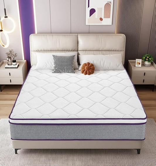 12 Inch Queen Size Mattress,Hybrid Mattress with Pocket Spring,Gel Memory Foam Mattresses in a Box,Medium Firm Queen Mattress for Pressure Relief,Fiberglass Free,CertiPUR-US Certified