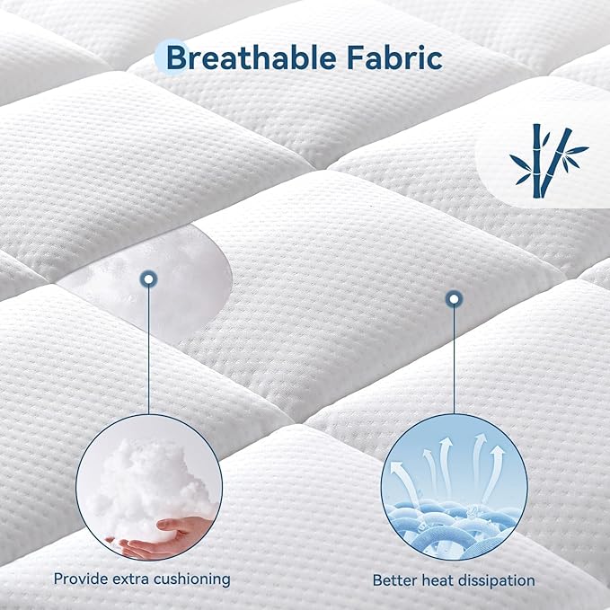 ONENICE 10 Inch Mattress Queen, Cooling Gel‑Infused Memory Foam Mattresses in a Box, Imitation Cotton Fabric with 3D Down Alternative Filling Pillowtop CertiPUR-US® Certified, Fiberglass-Free