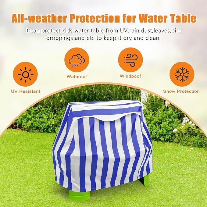 Kids Water Table Cover for Step 2 Rain Showers Splash Pond Water Table, Outdoor Waterproof Anti-UV Kids Water Play Table Cover (Blue)