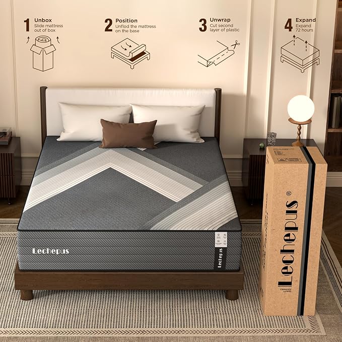 Full Mattress, 10 Inch Medium Firm Hybrid Mattress in a Box, Supportive Memory Foam and Pocket Coil Full Size for Back Support,Pressure Relife, Motion Isolation, No Fiberglass